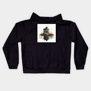 Swamp Cabin Watercolor Kids Hoodie